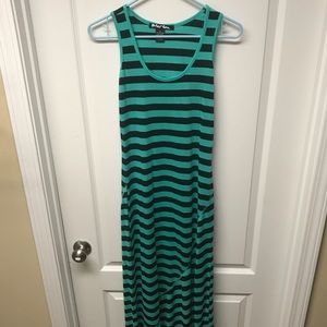 NWOT Greenish Blue/Black Striped Maxi Dress